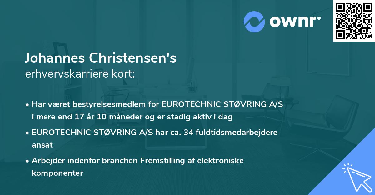 Johannes Christensen's erhvervskarriere kort