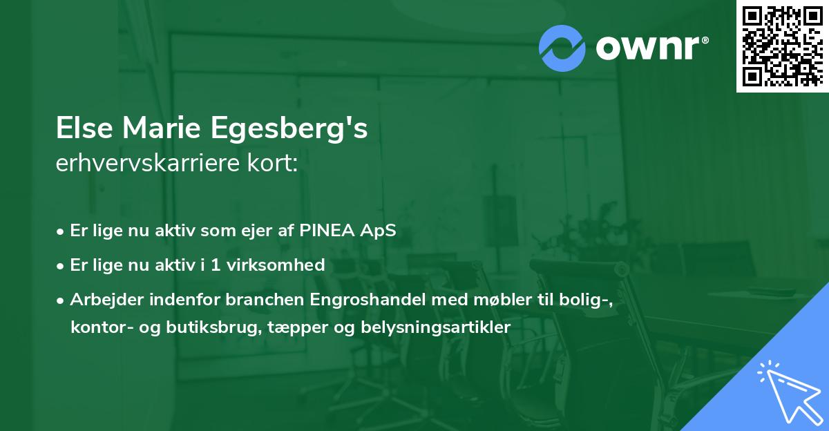 Else Marie Egesberg's erhvervskarriere kort