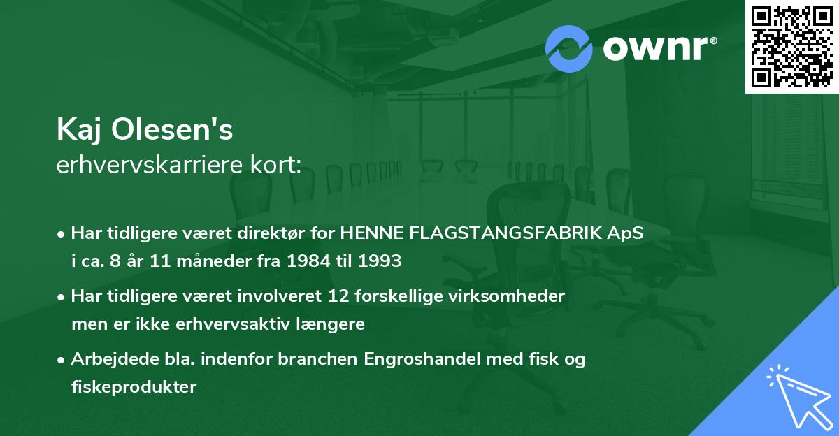 Kaj Olesen's erhvervskarriere kort