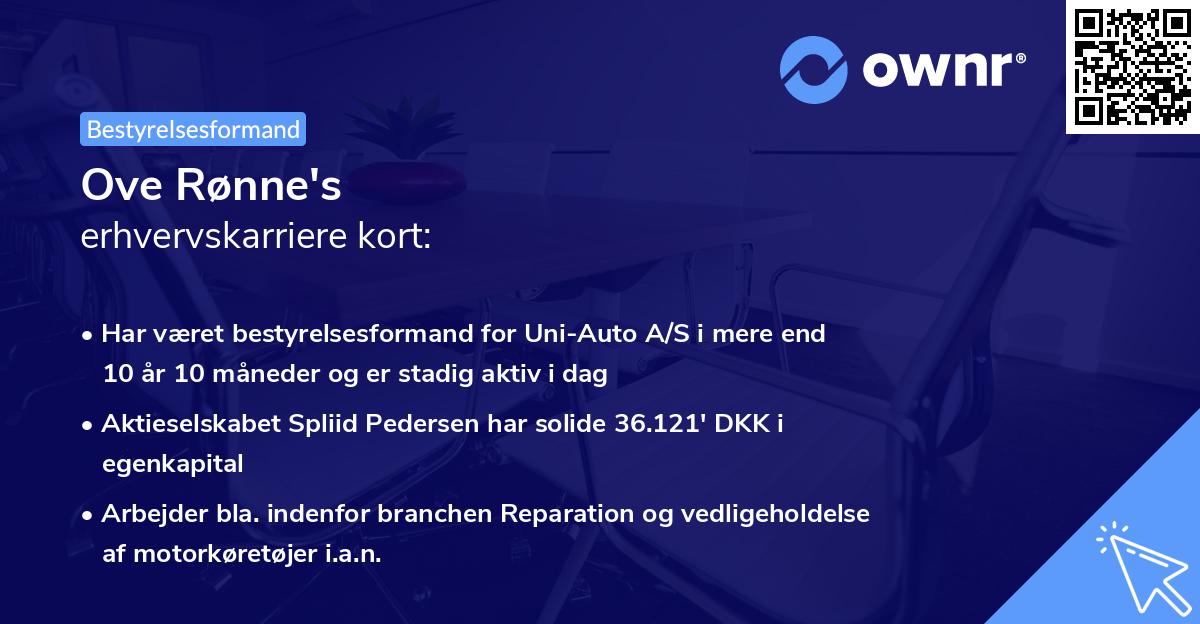 Ove Rønne's erhvervskarriere kort
