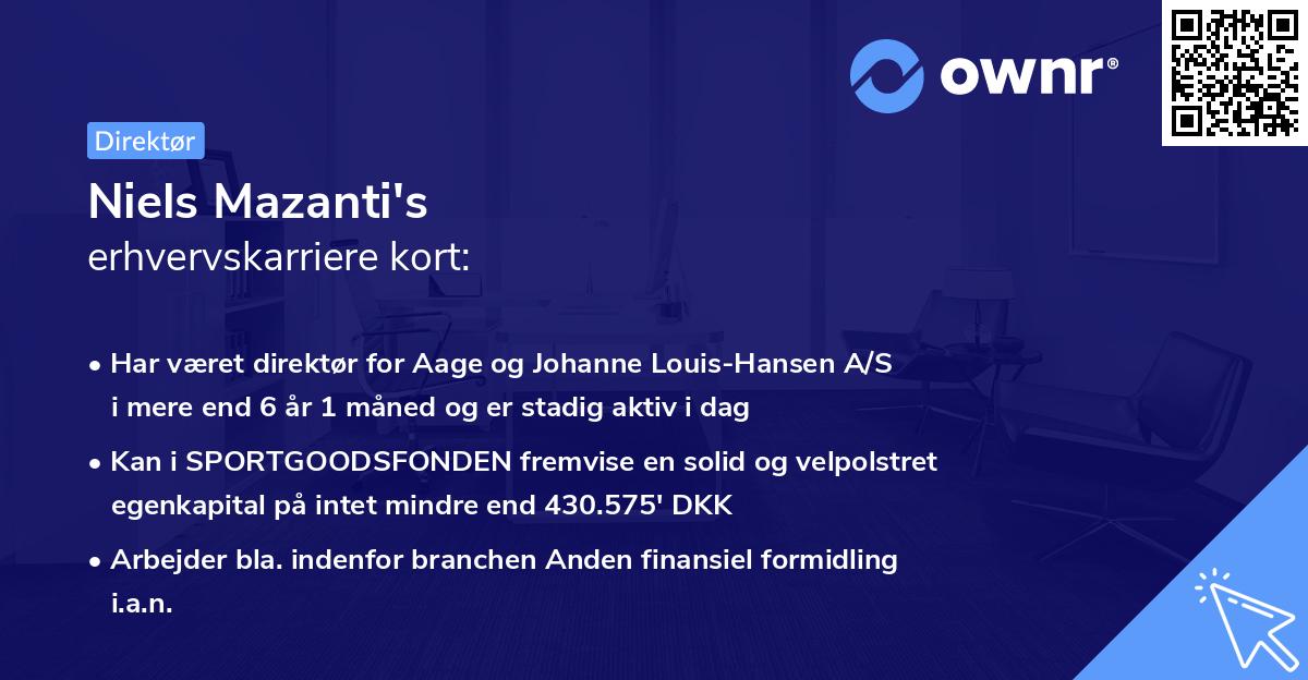 Niels Mazanti's erhvervskarriere kort