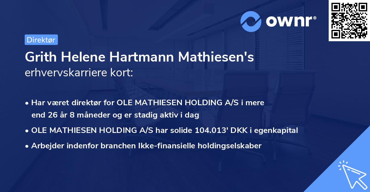 Grith Helene Hartmann Mathiesen's erhvervskarriere kort