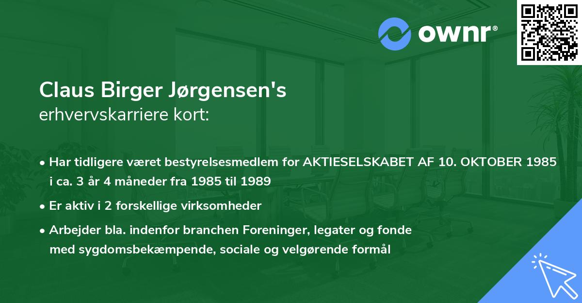 Claus Birger Jørgensen's erhvervskarriere kort