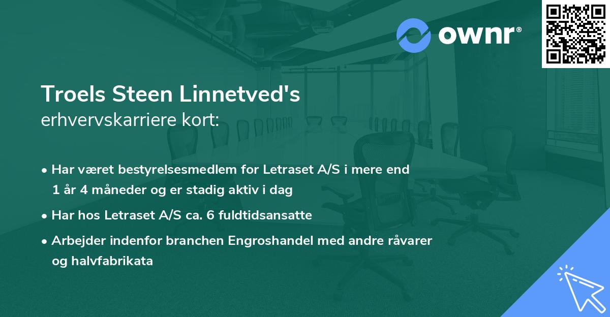 Troels Steen Linnetved's erhvervskarriere kort