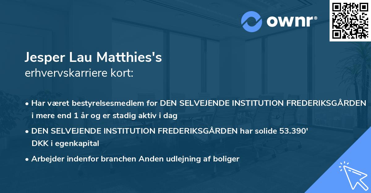 Jesper Lau Matthies's erhvervskarriere kort