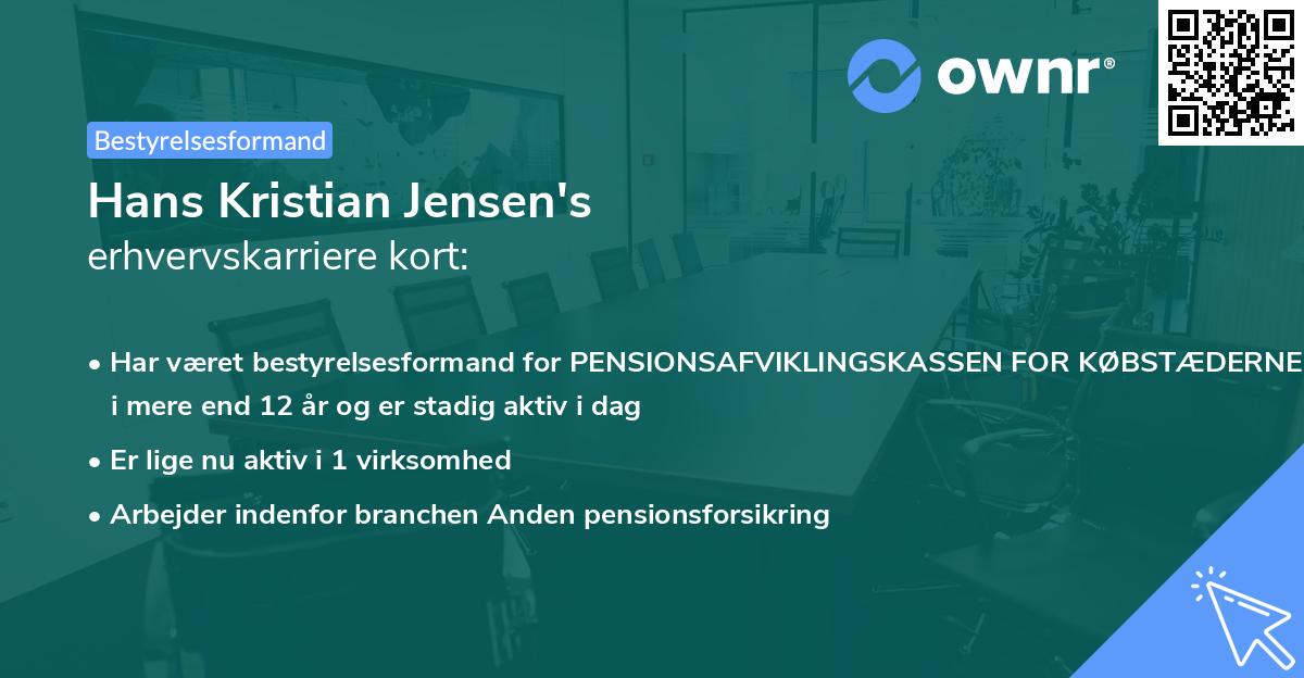 Hans Kristian Jensen's erhvervskarriere kort