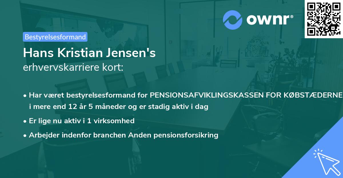 Hans Kristian Jensen's erhvervskarriere kort