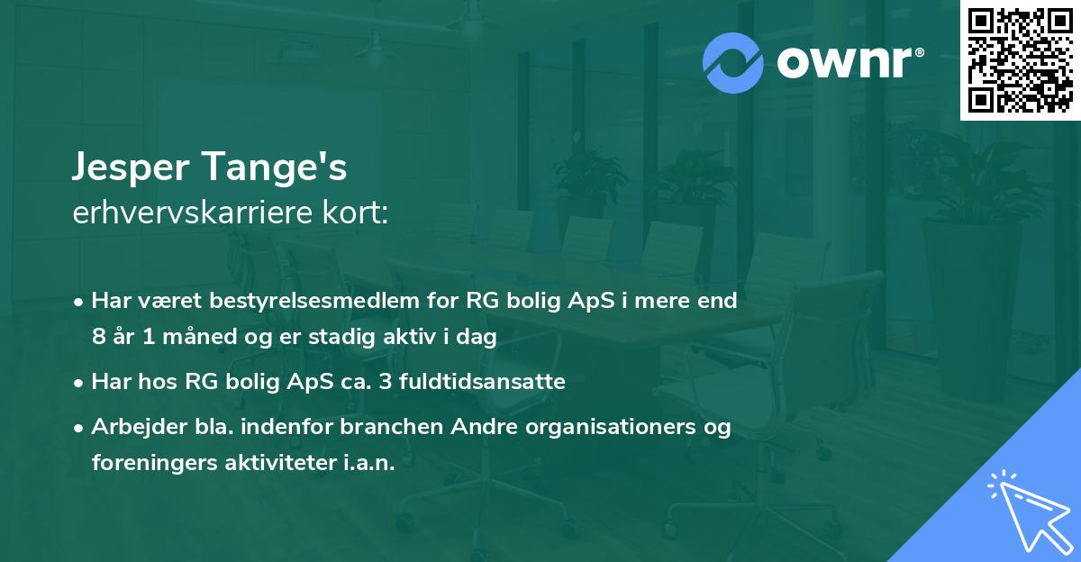 Jesper Tange's erhvervskarriere kort