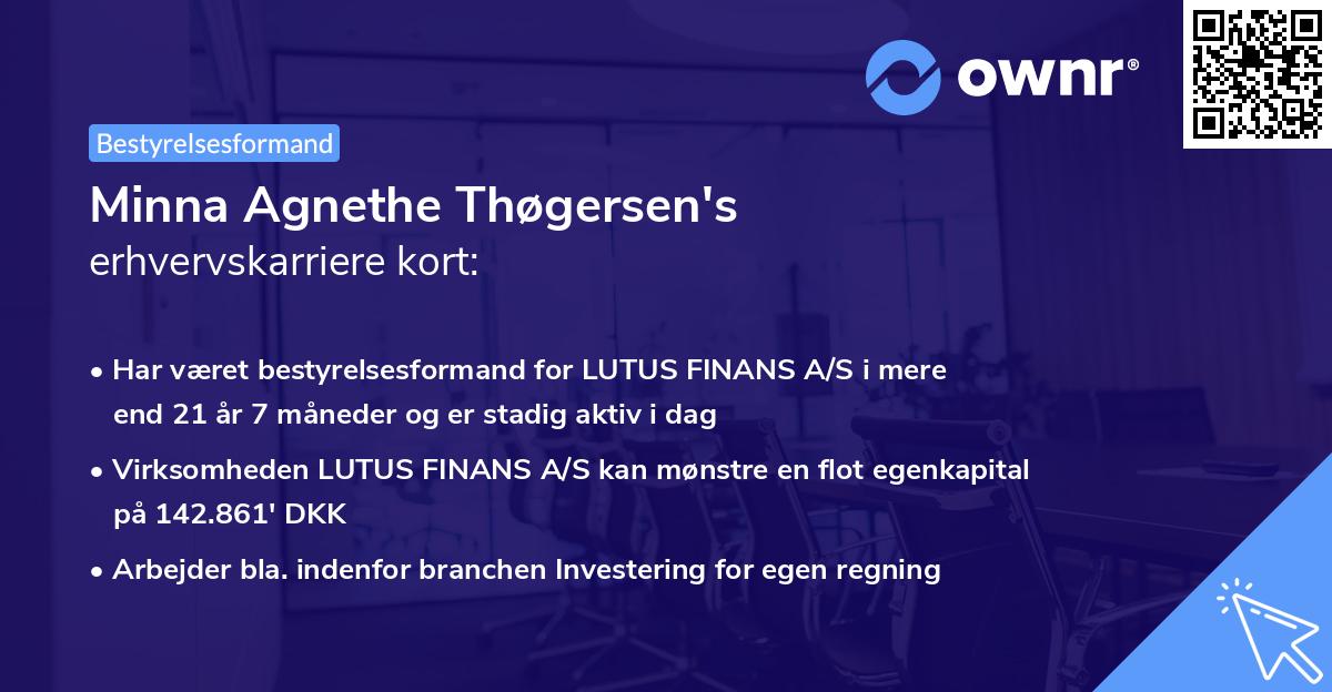 Minna Agnethe Thøgersen's erhvervskarriere kort