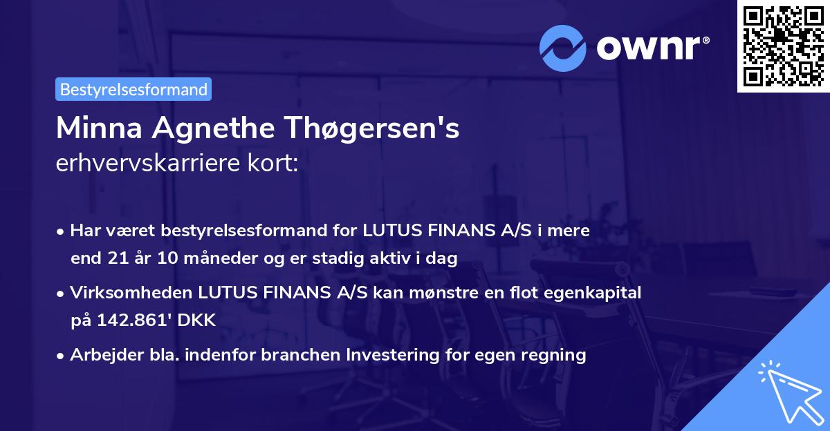 Minna Agnethe Thøgersen's erhvervskarriere kort