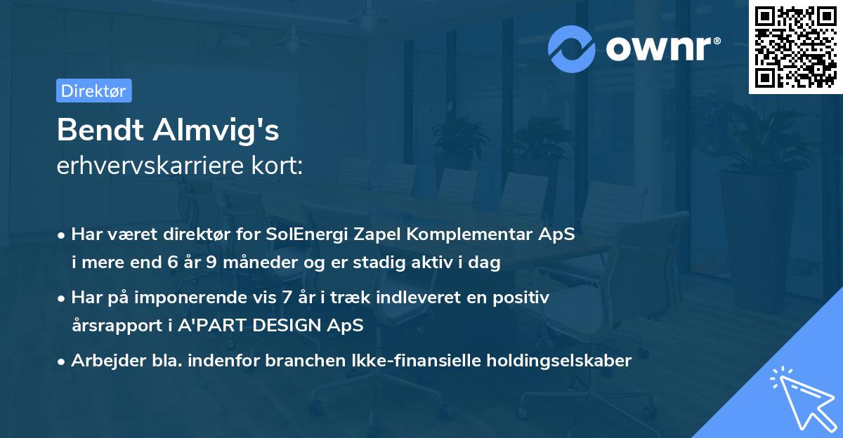 Bendt Almvig's erhvervskarriere kort