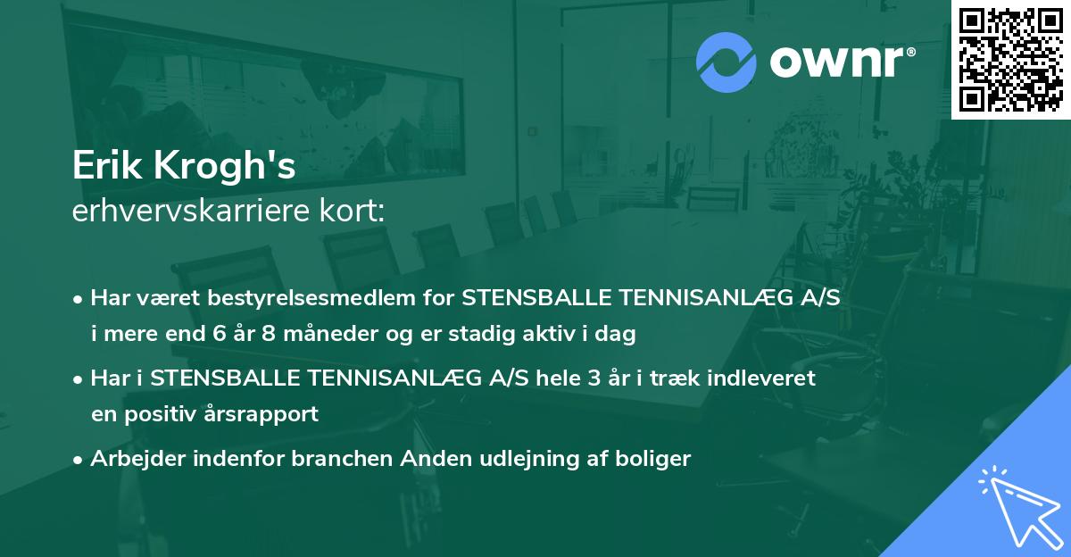 Erik Krogh's erhvervskarriere kort