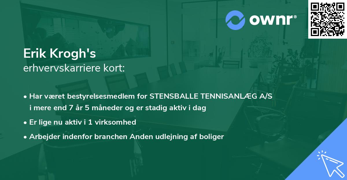 Erik Krogh's erhvervskarriere kort