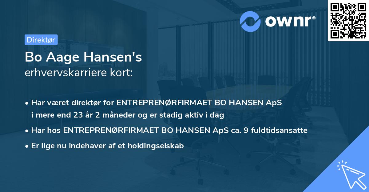 Bo Aage Hansen's erhvervskarriere kort