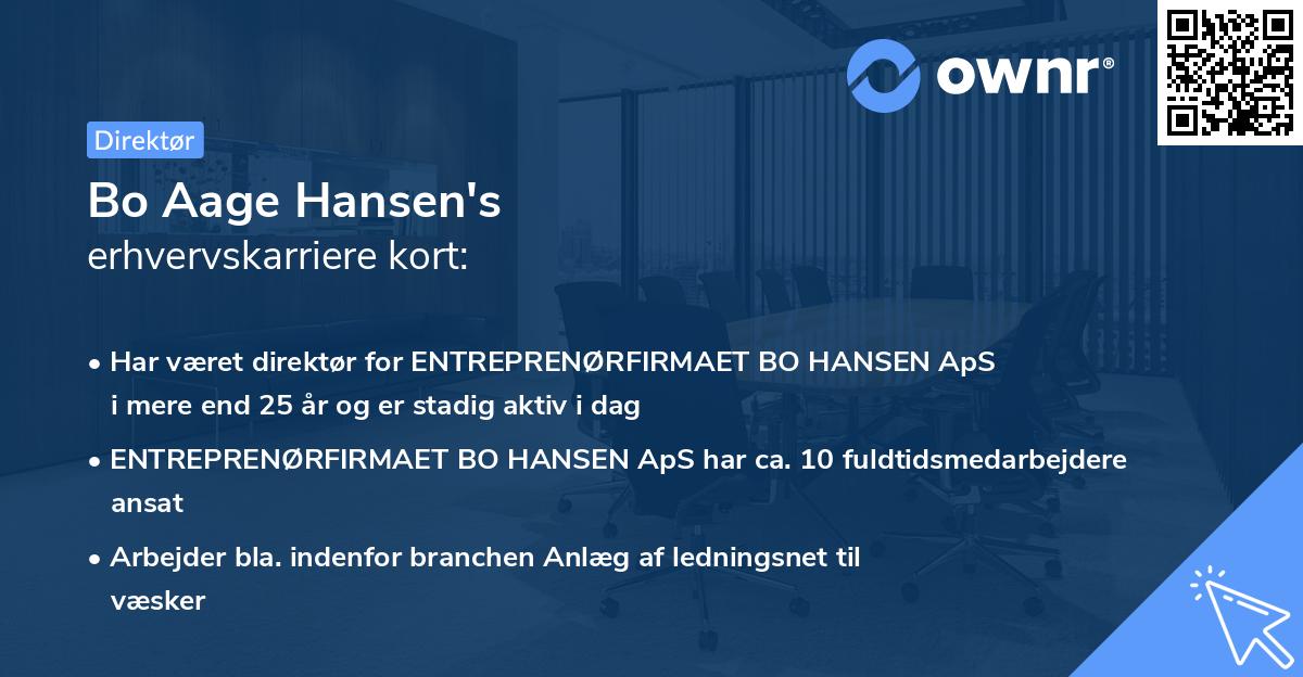 Bo Aage Hansen's erhvervskarriere kort