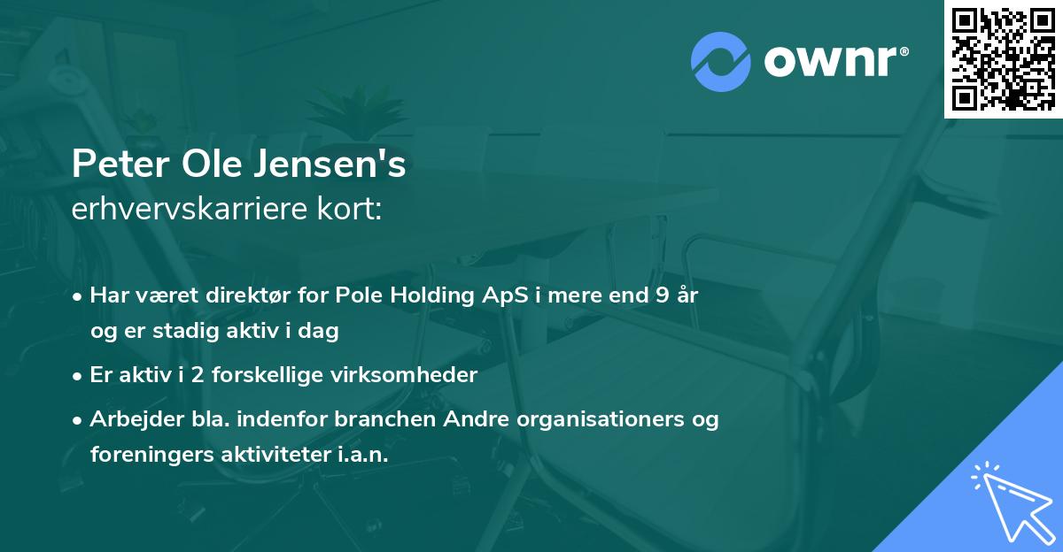 Peter Ole Jensen's erhvervskarriere kort