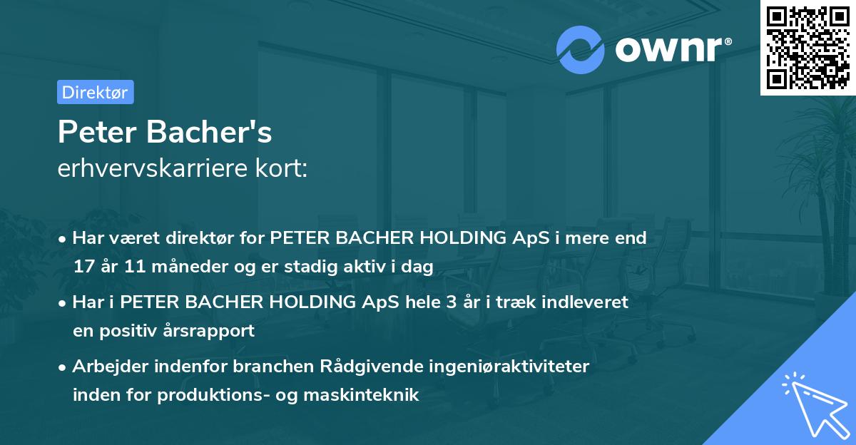 Peter Bacher's erhvervskarriere kort
