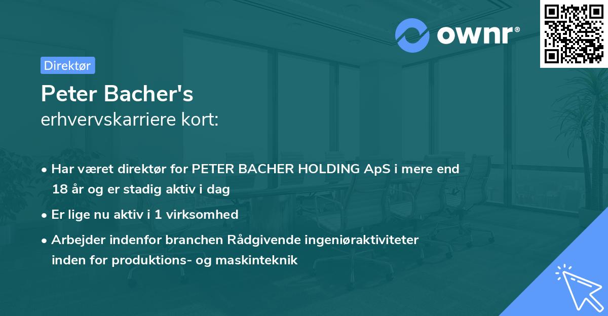 Peter Bacher's erhvervskarriere kort