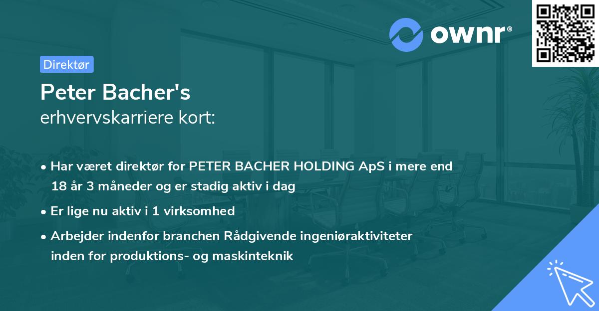 Peter Bacher's erhvervskarriere kort