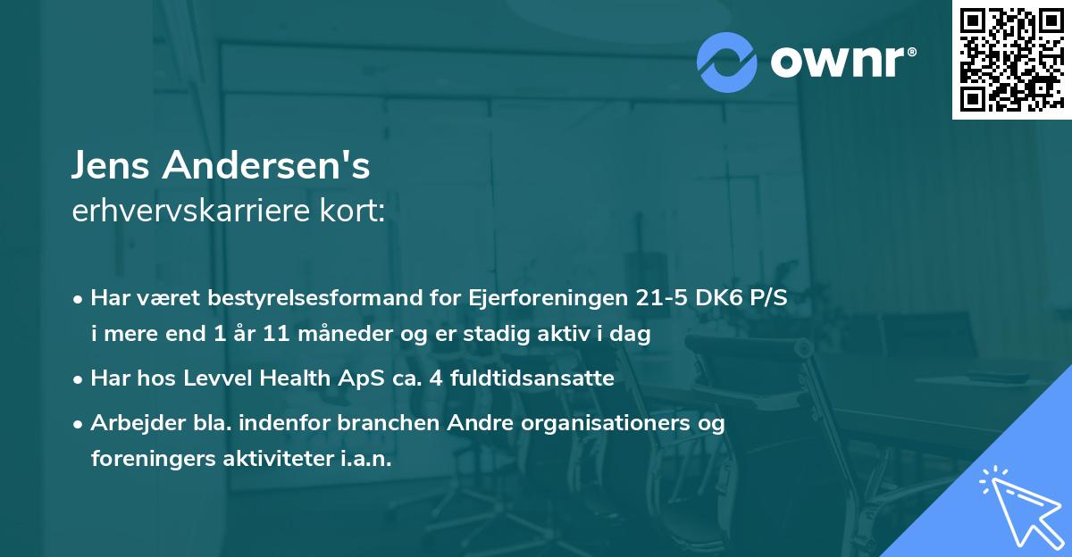 Jens Andersen's erhvervskarriere kort