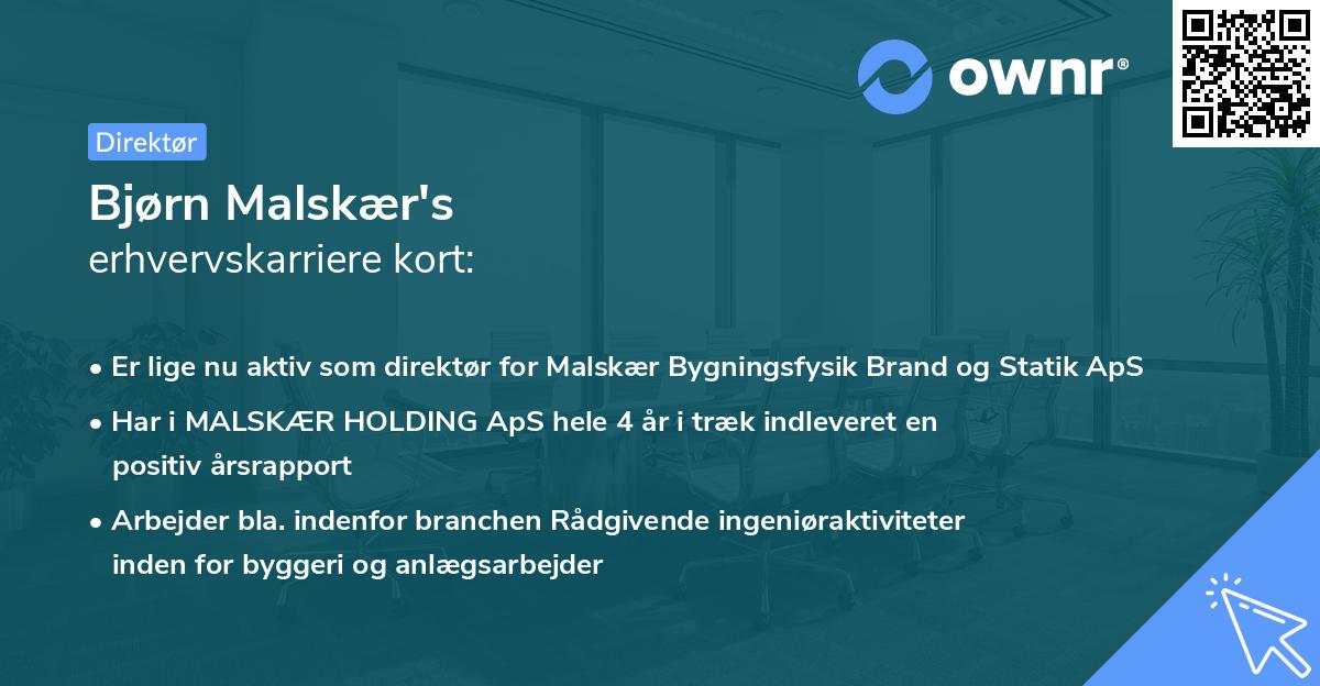 Bjørn Malskær's erhvervskarriere kort