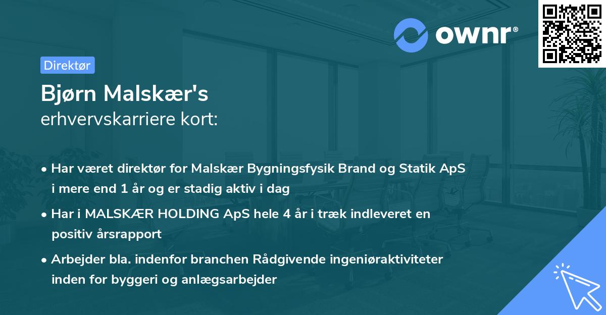 Bjørn Malskær's erhvervskarriere kort