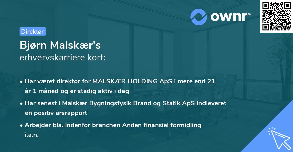 Bjørn Malskær's erhvervskarriere kort