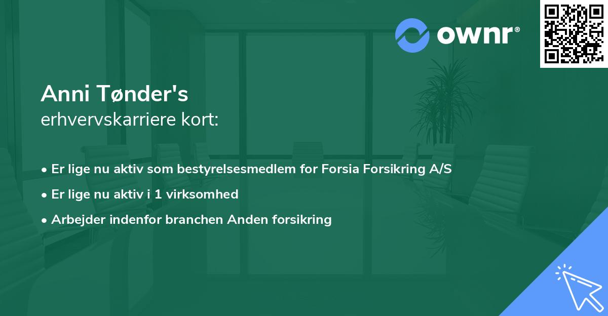 Anni Tønder's erhvervskarriere kort