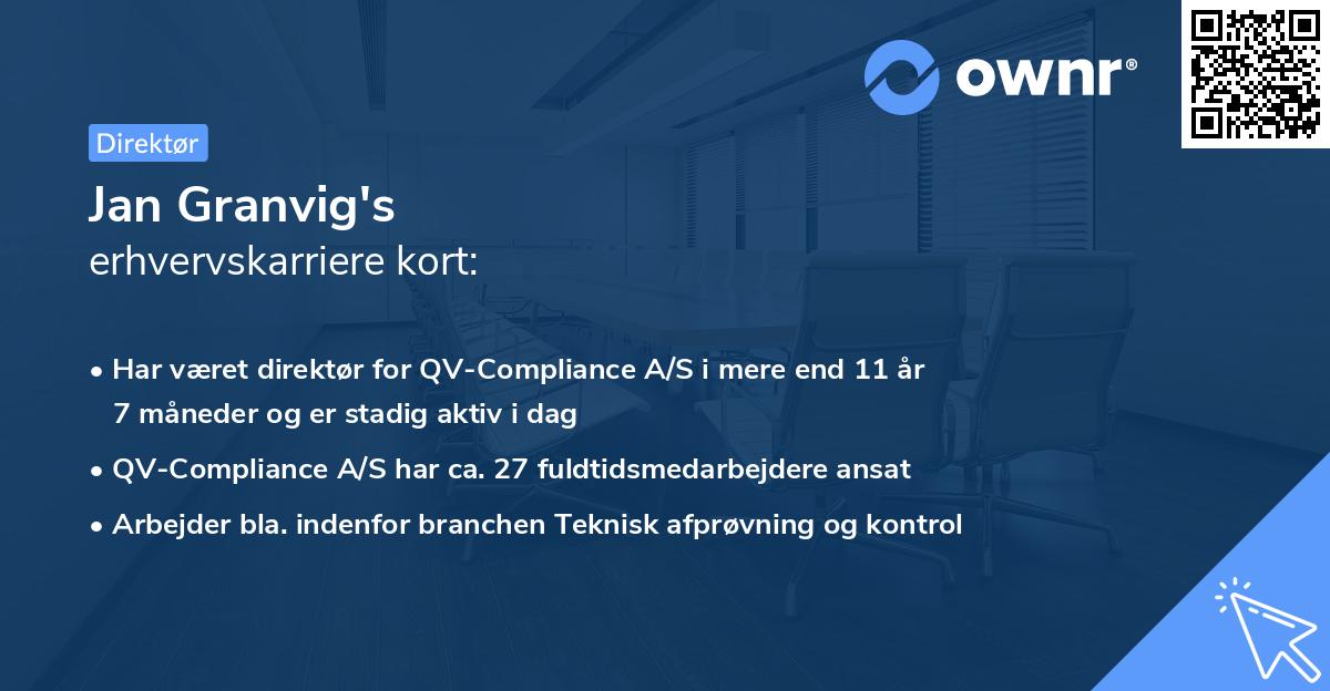 Jan Granvig's erhvervskarriere kort