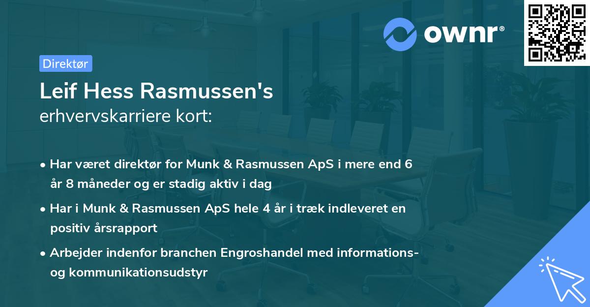 Leif Hess Rasmussen's erhvervskarriere kort