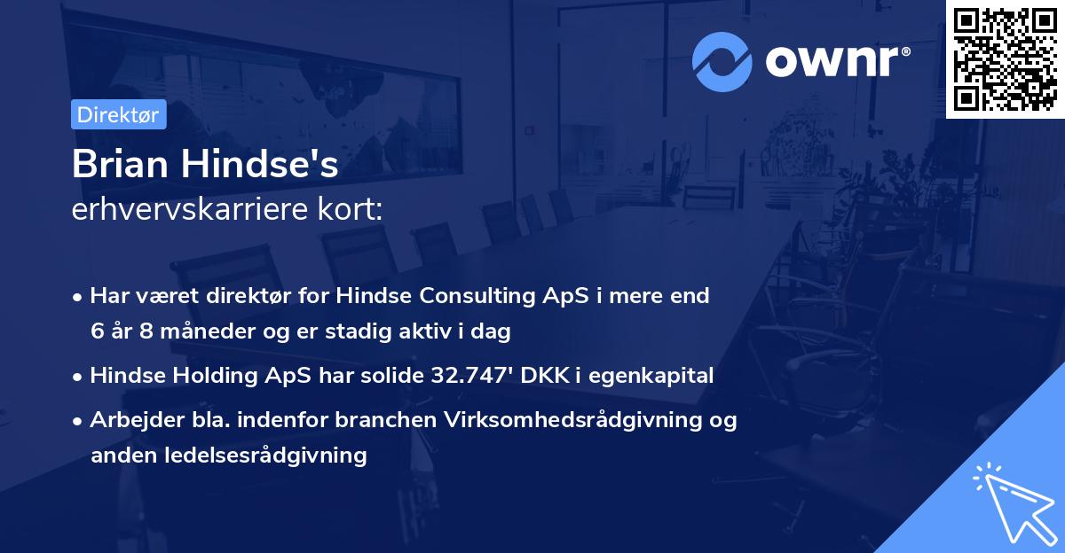 Brian Hindse's erhvervskarriere kort