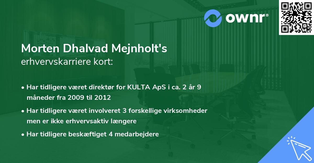 Morten Dhalvad Mejnholt's erhvervskarriere kort