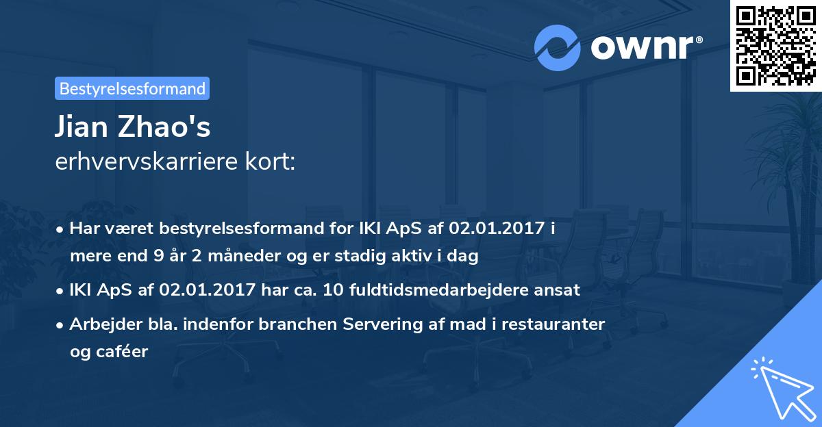 Jian Zhao's erhvervskarriere kort