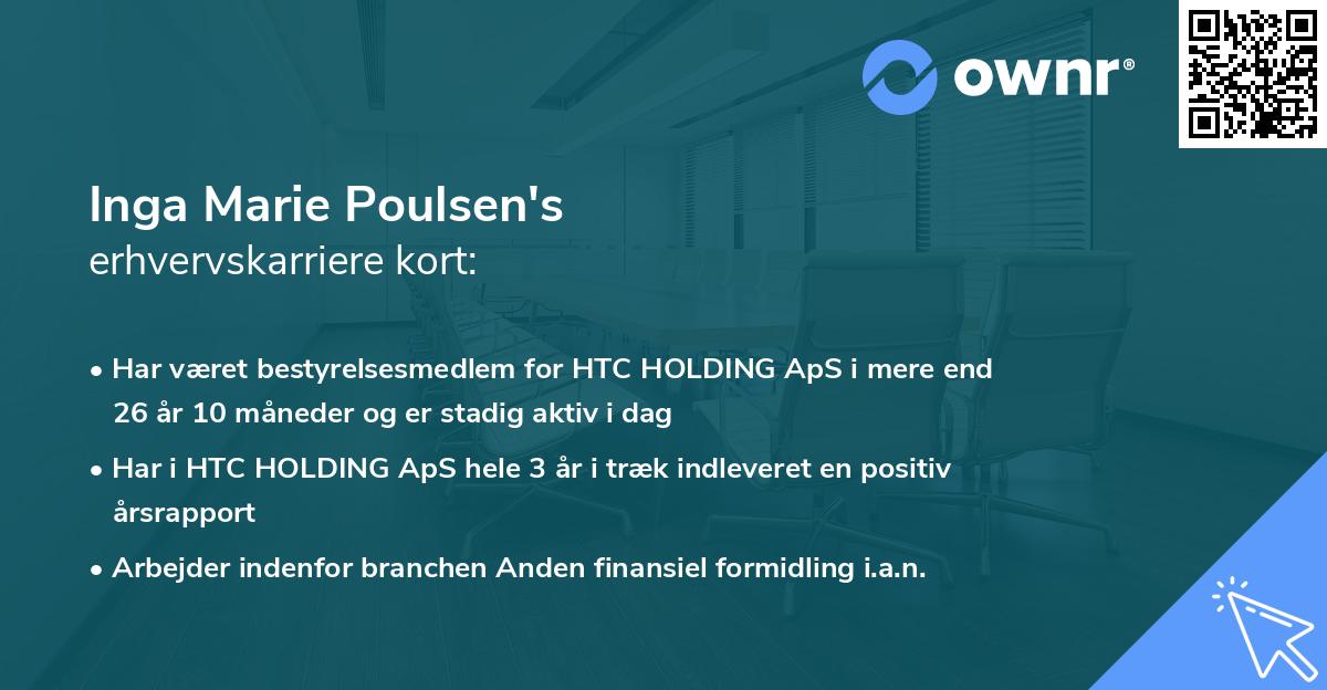Inga Marie Poulsen's erhvervskarriere kort