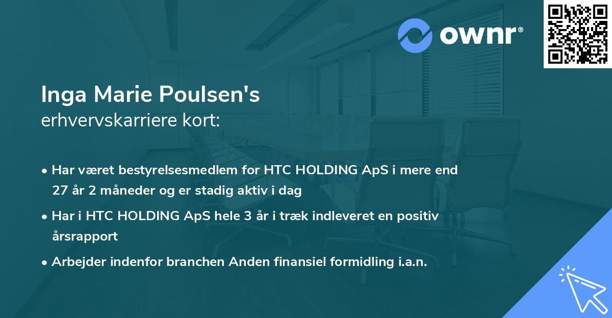 Inga Marie Poulsen's erhvervskarriere kort