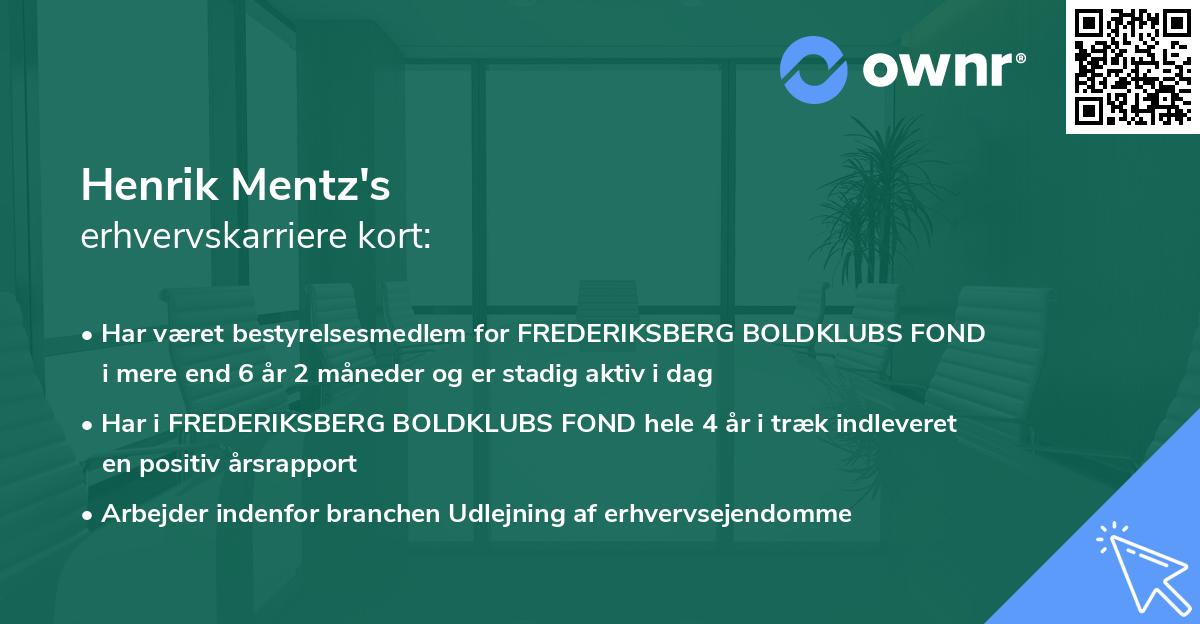 Henrik Mentz's erhvervskarriere kort