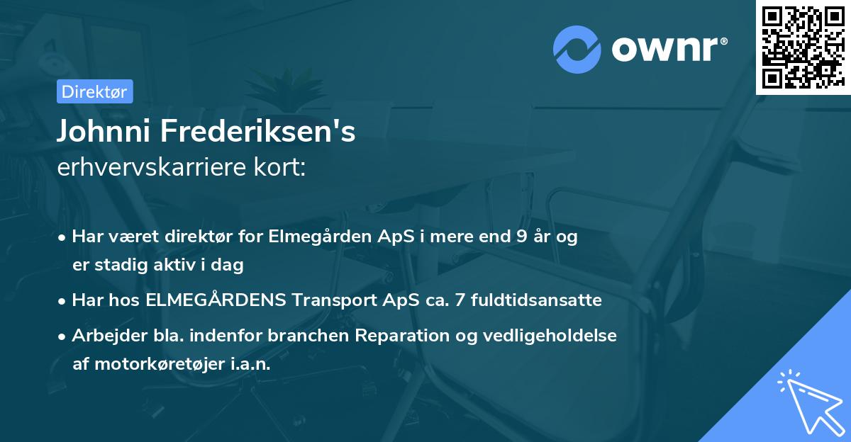 Johnni Frederiksen's erhvervskarriere kort