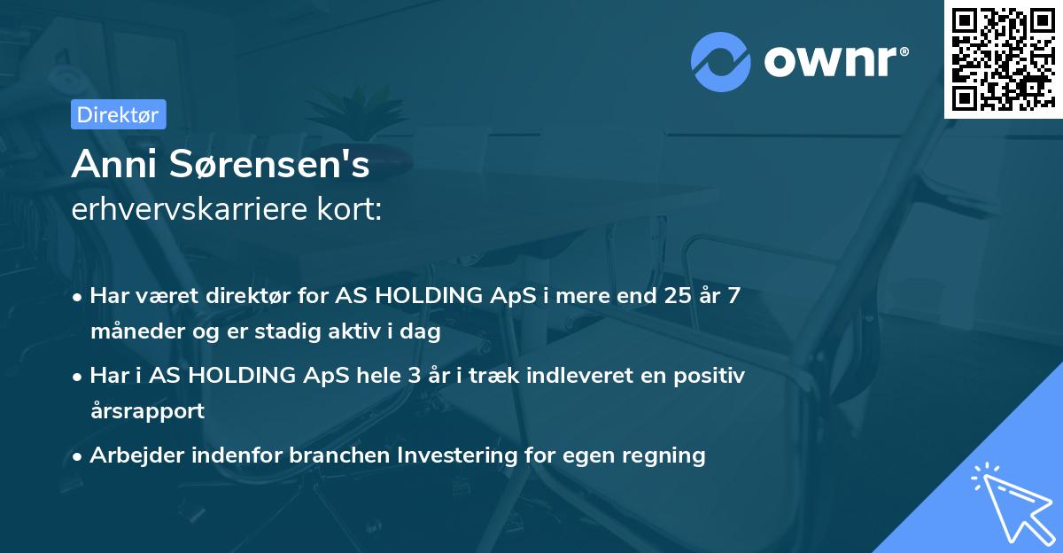 Anni Sørensen's erhvervskarriere kort