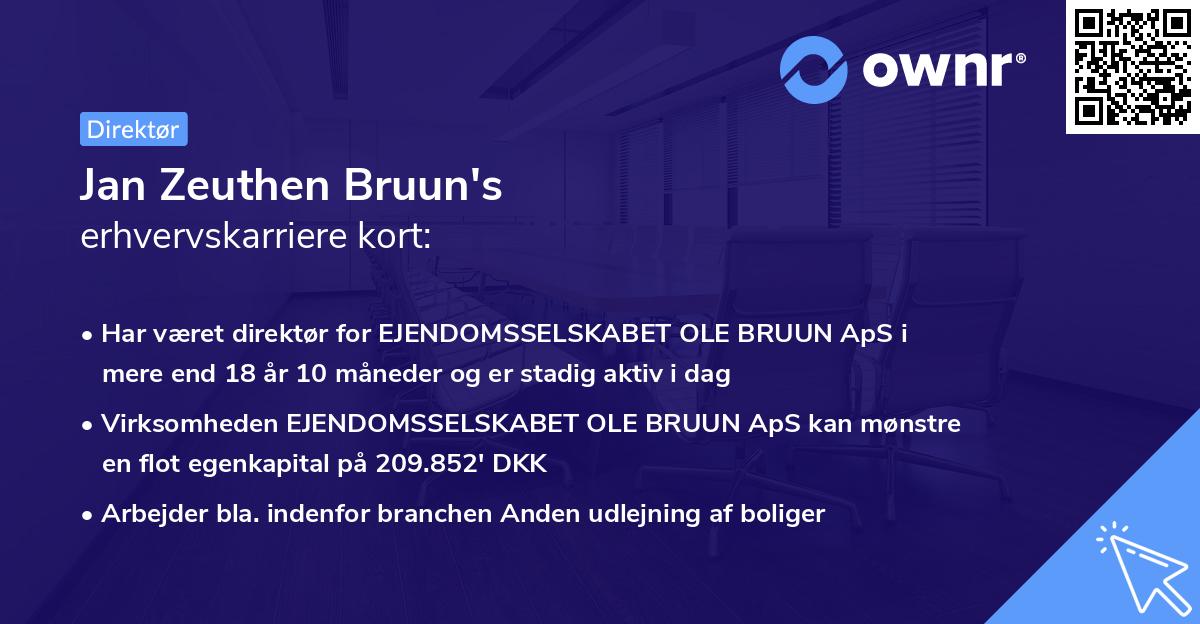 Jan Zeuthen Bruun's erhvervskarriere kort