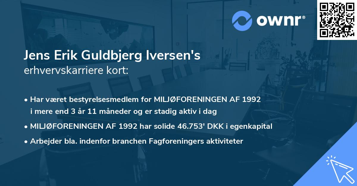 Jens Erik Guldbjerg Iversen's erhvervskarriere kort