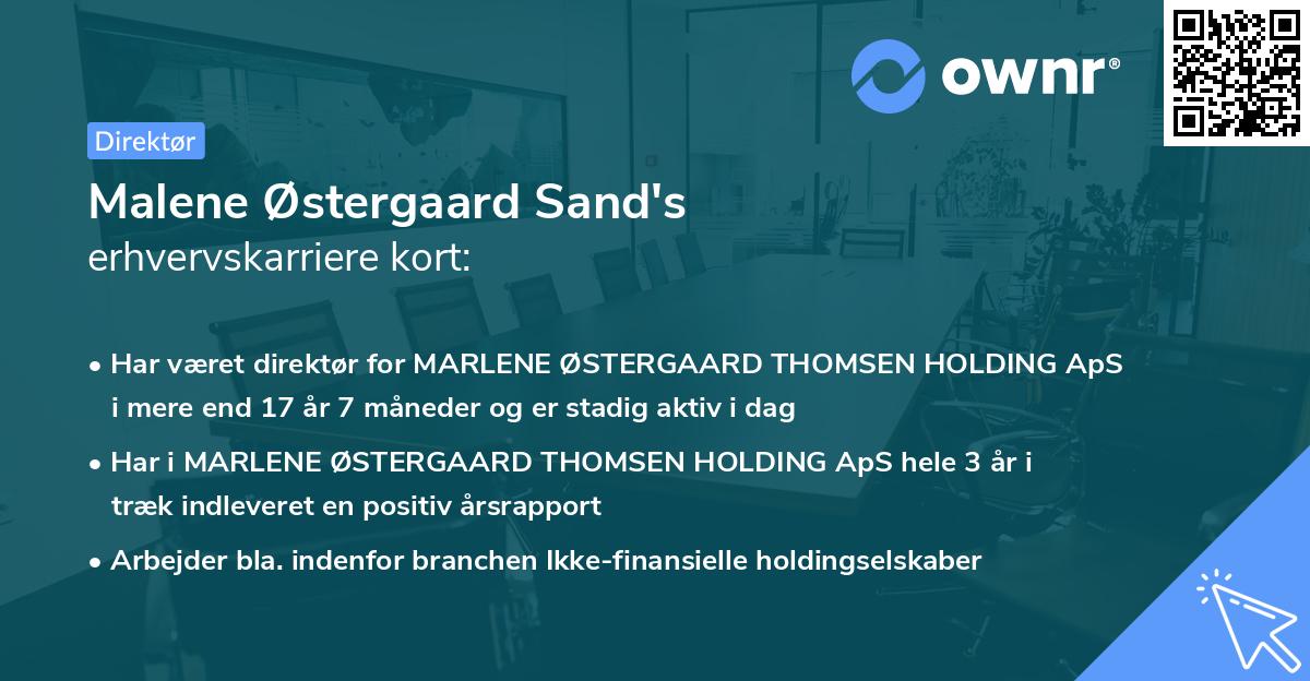 Malene Østergaard Sand's erhvervskarriere kort