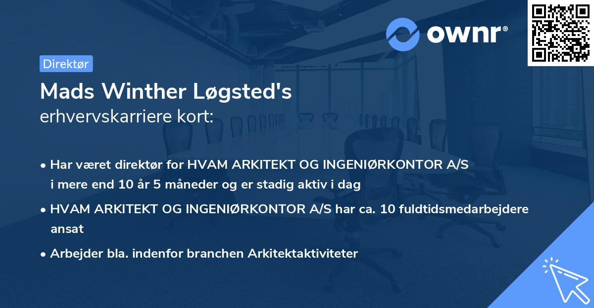 Mads Winther Løgsted's erhvervskarriere kort