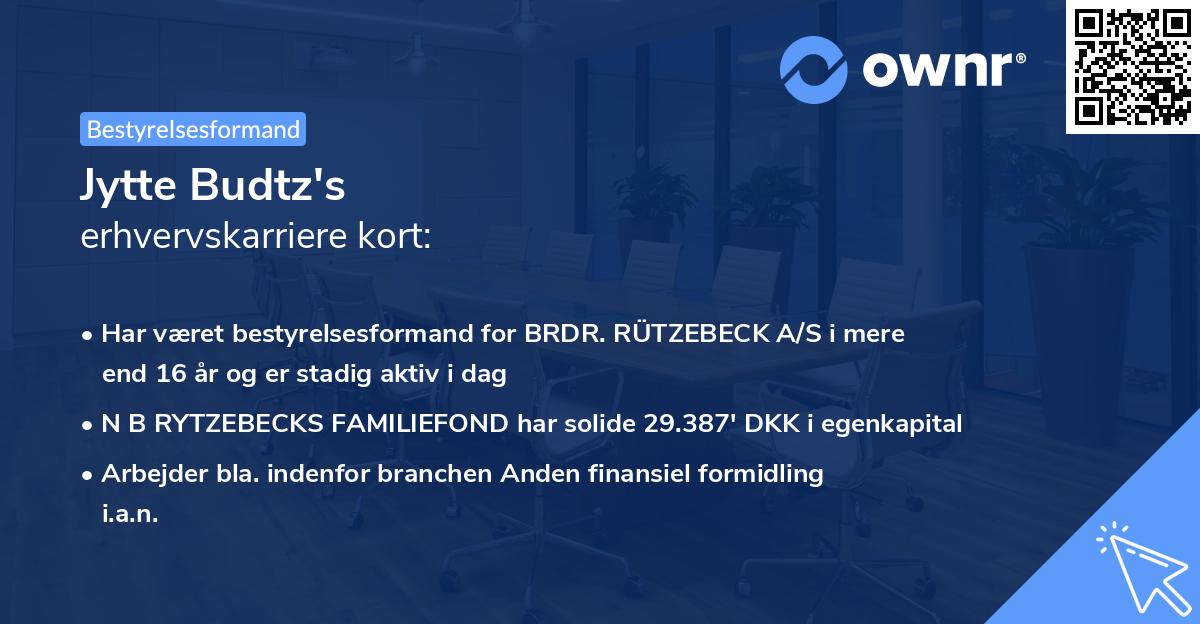 Jytte Budtz's erhvervskarriere kort