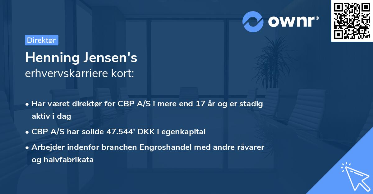 Henning Jensen's erhvervskarriere kort