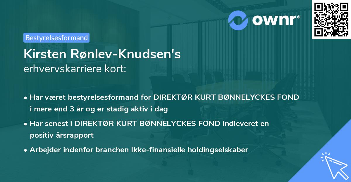 Kirsten Rønlev-Knudsen's erhvervskarriere kort