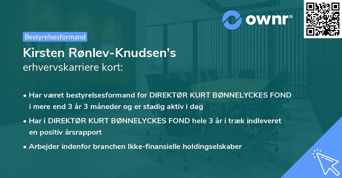 Kirsten Rønlev-Knudsen's erhvervskarriere kort