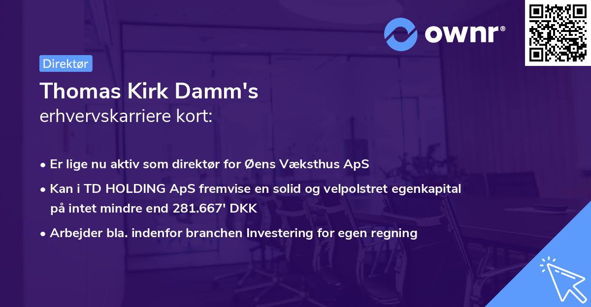 Thomas Kirk Damm's erhvervskarriere kort