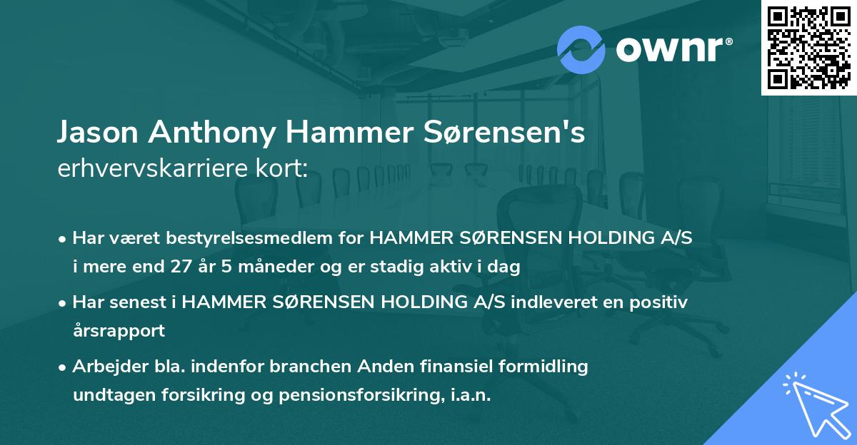 Jason Anthony Hammer Sørensen's erhvervskarriere kort