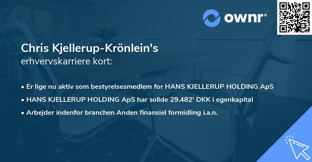 Chris Kjellerup-Krönlein's erhvervskarriere kort