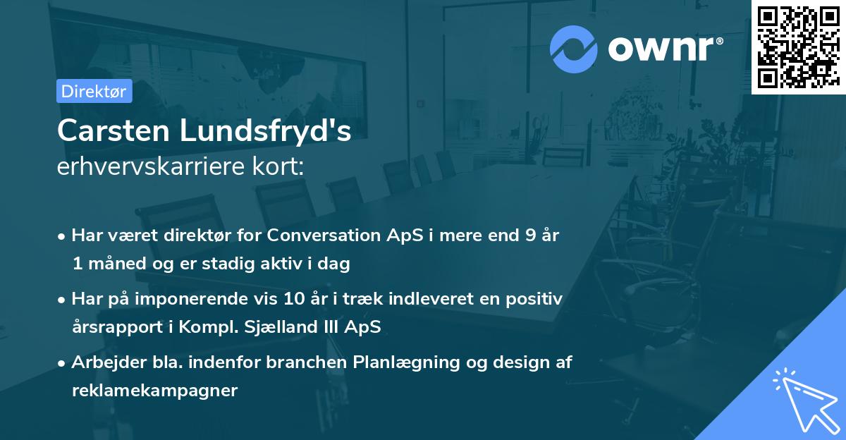 Carsten Lundsfryd's erhvervskarriere kort